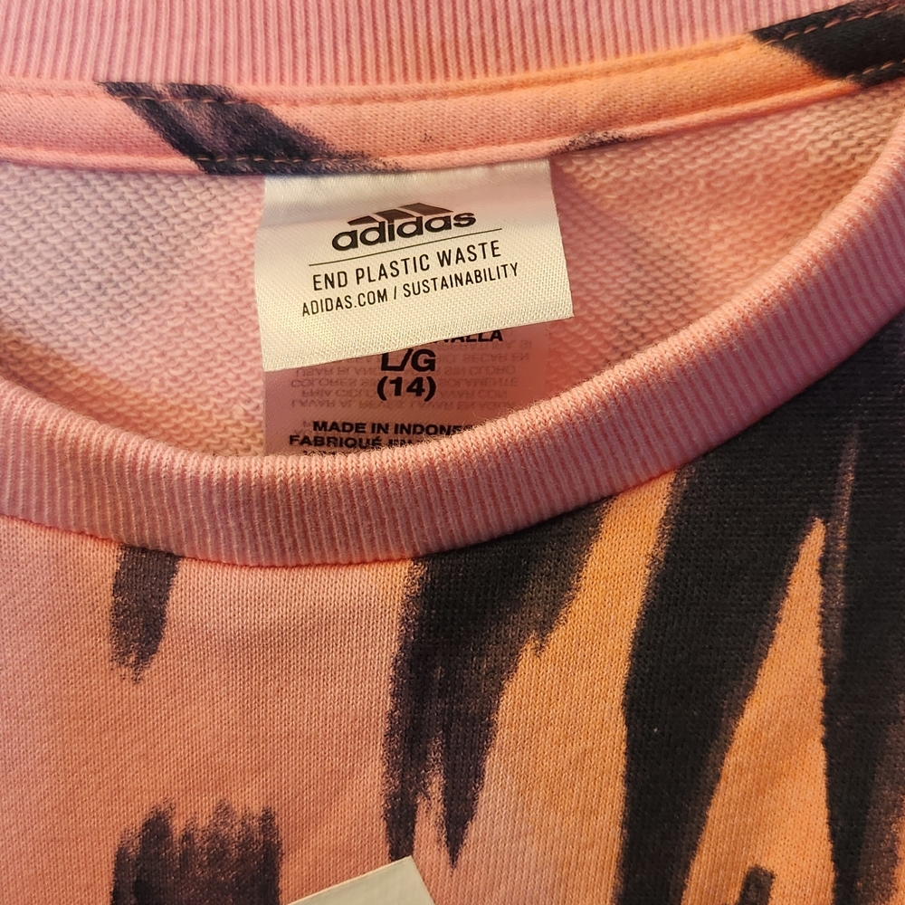 Adidas Pink and Black Tiger Stripe Sweatshirt - Picture 2 of 3